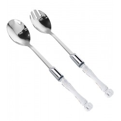 Jogo 2 Peças Para Salada 23,2cm De Aço Inox Com Cabo De Acrílico